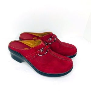 Ariat Women's Size 9B Clogs Red Leather Suede Slip On Comfort Shoes 15253